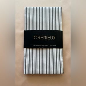 DANIEL CREMIEUX Pre-Folded Pocket Square NWT Black & White Stripes